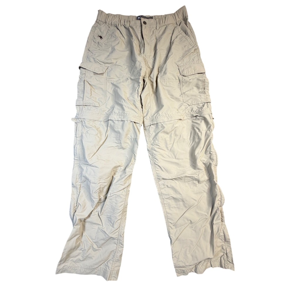 REI Sahara Convertible Cargo Hiking Pants Mens Tan Nylon Zip Off Shorts 32x30